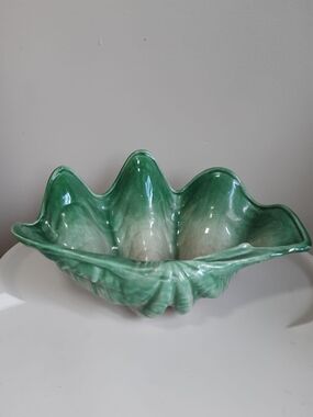 Large MCM Green Ceramic Shell Bowl